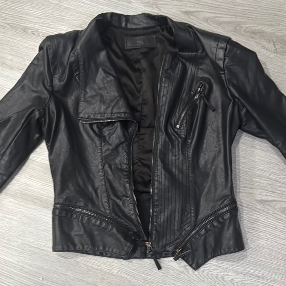 Blank NYC Black Leather Motorcycle Jacket Asymmetrical Zipper